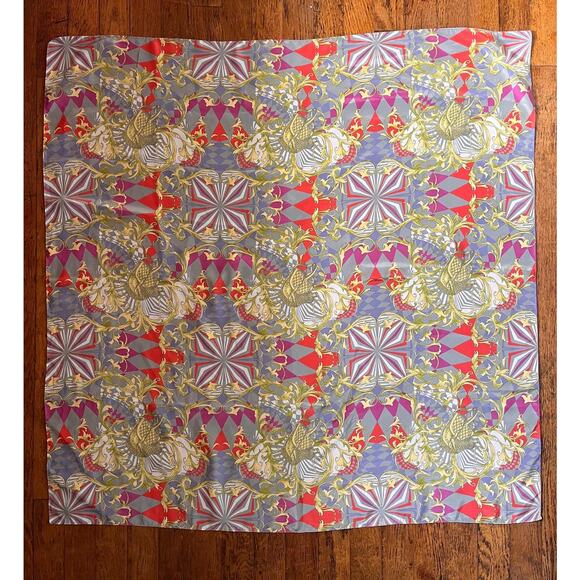 Vintage square scarf with geometric print - Picture 8 of 8